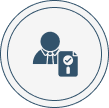 Person icon with document and checkmark.